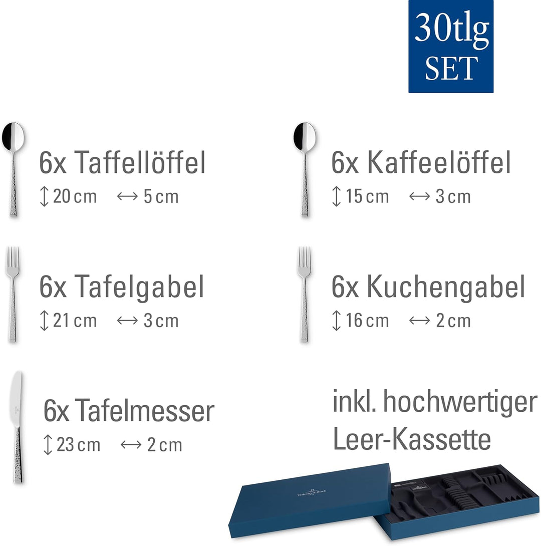 Villeroy und Boch Blacksmith Tafelbesteck für bis zu 6 Personen, 30-teilig, Edelstahl 30tlg. Metall,