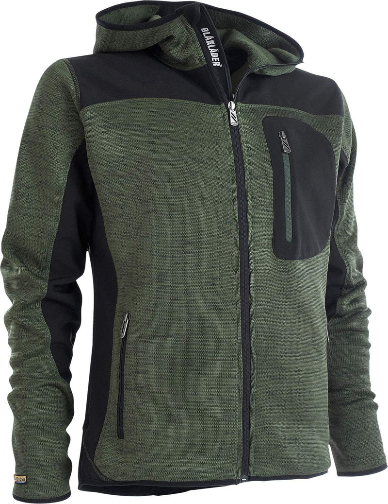 Blakläder Strickjacke mit Softshell-Verstärkungen, 1 Stück, Grösse: XL, militär-grün/schwarz, 493021