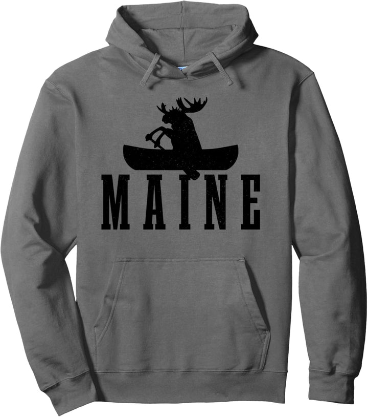 Maine Kanu Kayak Elch Lustig USA Amerika Souvenir Pullover Hoodie