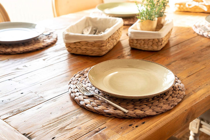 Decorasian Platzset aus Seegras - Wasserhyazinthe, 12er Set Tischset abwischbar 35cm Tischuntersetze