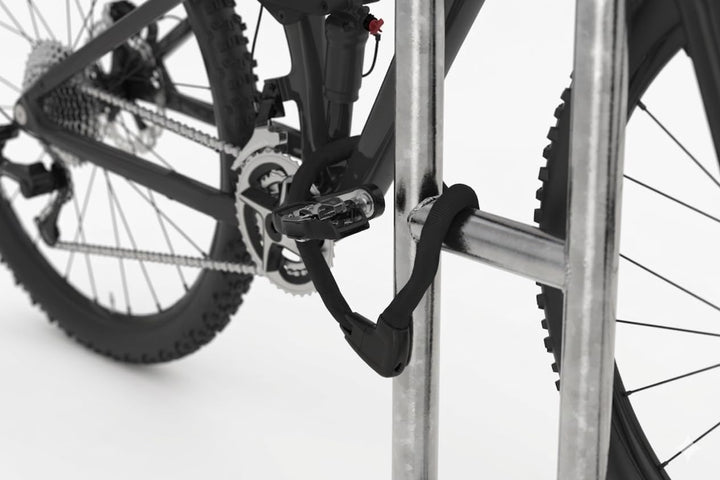 Fahrrad-Anlehnbügel 9521 | 350mm mit Knierohr | für 2 Fahrräder | zum Aufdübeln | Stahl verzinkt | B