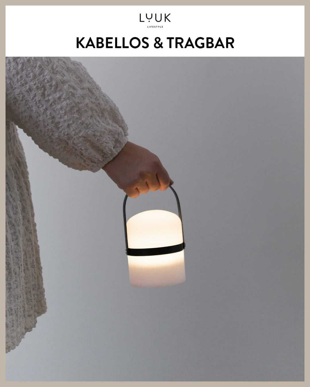 LUUK LIFESTYLE Kleine Design LED Lampe mit Griff, für den Innen- und Aussenbereich, Tragbare, IP44 w