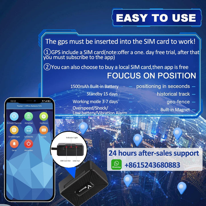 Zeerkeer Mini GPS Tracker 4G 1500mAh Magnet Micro GPS Tracker Auto wasserdicht Fahrzeug GPS Tracker