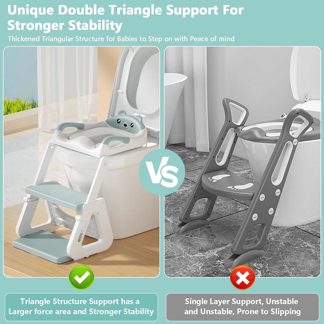 Toilettensitz Kinder Mit Treppe, Toilettenleiter für Kinder, Töpfchen für Kinder, Rutschfest, Klappb