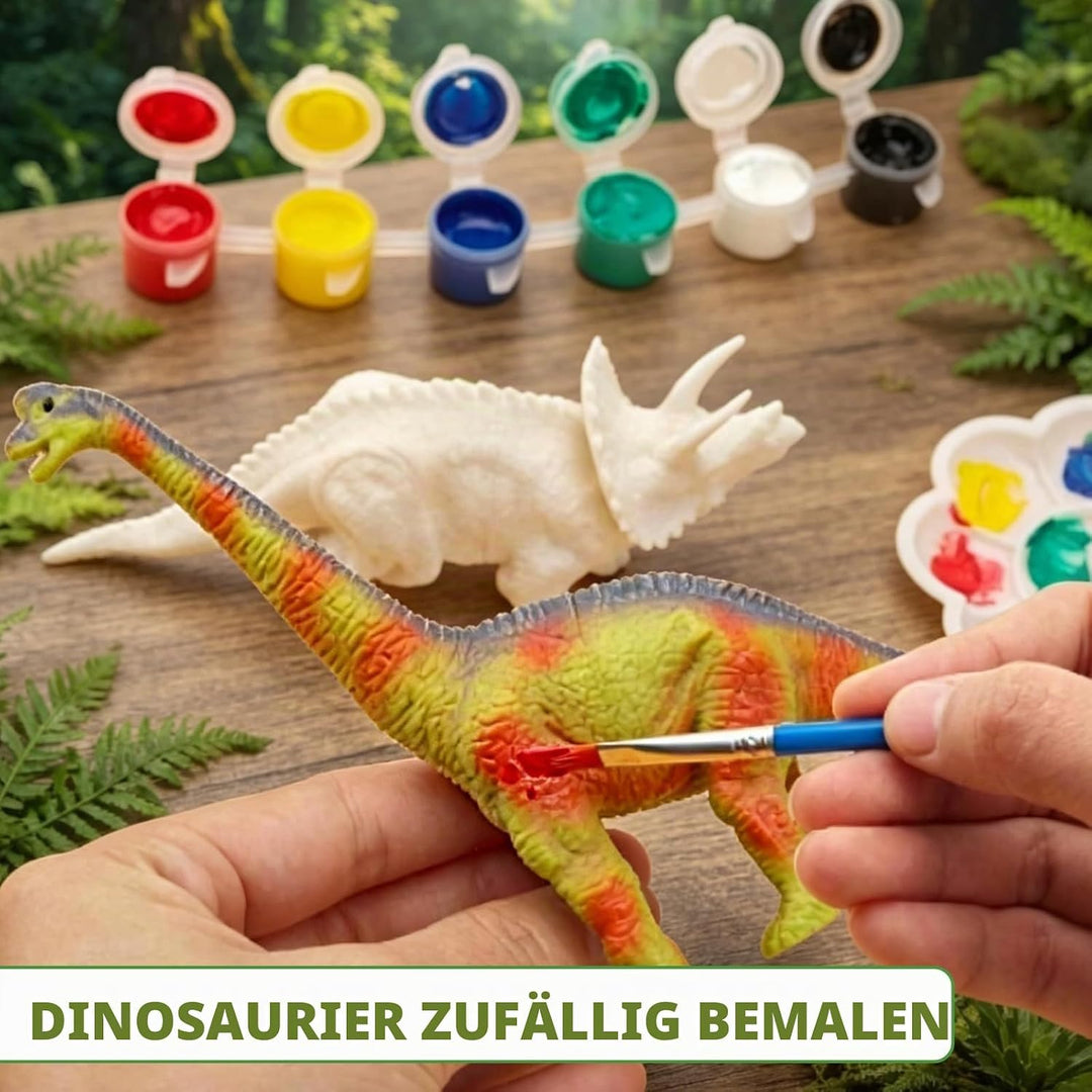 3D Dinosaurier Malset 12 Grosse Dinosaurier+18 Farben+3 Paletten+3 Pinsel Dino Geburtstag Deko Dino