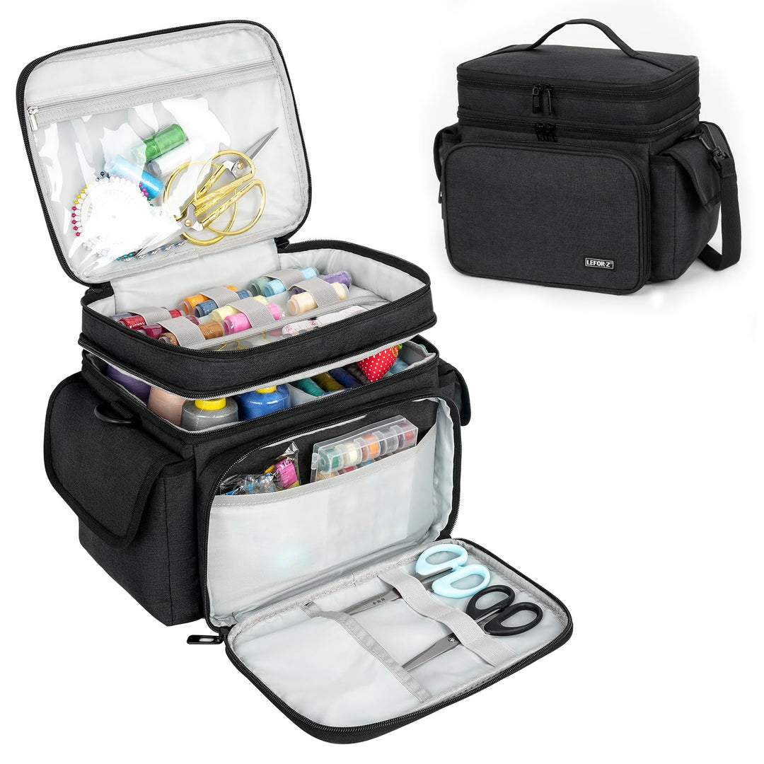LEFOR·Z Nähzubehör Tasche,Nähset Aufbewahrungstasche Organizer,Doppelschicht Nähzeug Tragetasche für
