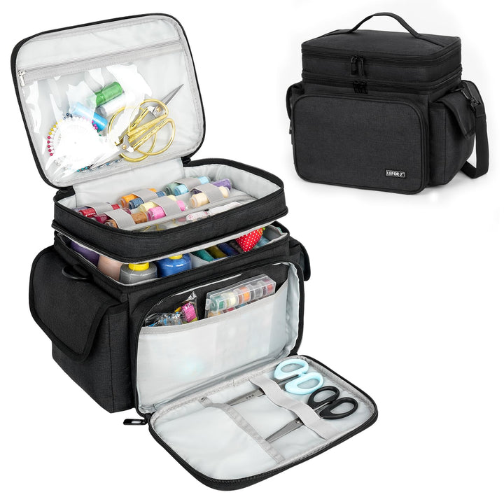 LEFOR·Z Nähzubehör Tasche,Nähset Aufbewahrungstasche Organizer,Doppelschicht Nähzeug Tragetasche für