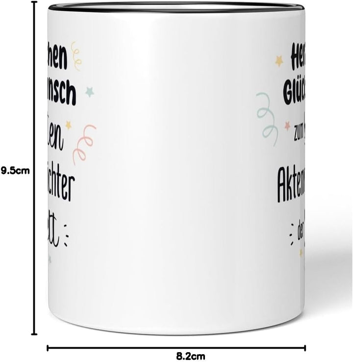 JUNIWORDS Tasse, Herzlichen Glückwunsch zum besten Aktenvernichter der Welt, Schwarz (7623843), Schw