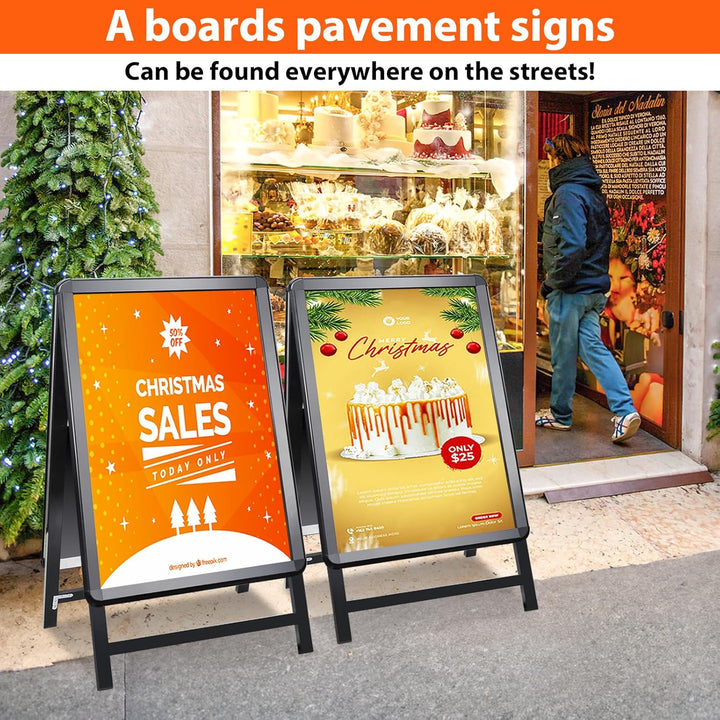 DIN A2 Kundenstopper Outdoor, Plakatständer wetterfest, doppelseitiger Aufsteller inklusive Schutzfo