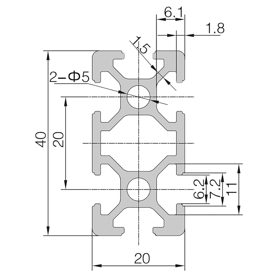 Coavoo AluProfil 2040 Alu Profil 500mm T Typ Schwarz Aluminium Profile 20x40 Europäischer Standard E