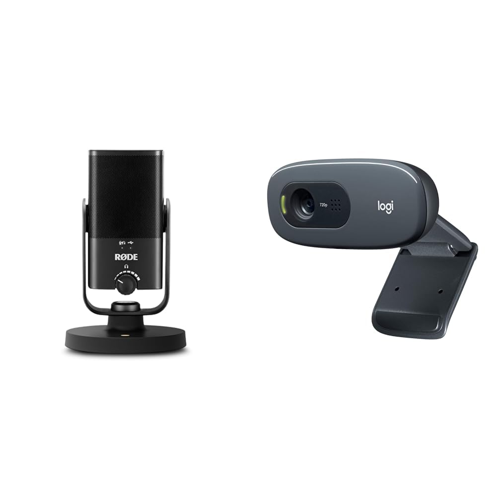 RØDE NT-USB Mini vielseitiges USB-Studio-Kondensatormikrofon & Logitech C270 Webcam, HD 720p, 60° Si