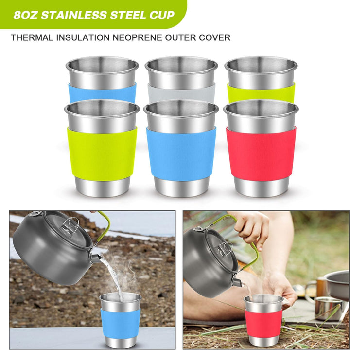 Odoland Camping Geschirr Set, Kochgeschirr für Outdoor Kochen für Camping, Rucksacktourismus, Kochen