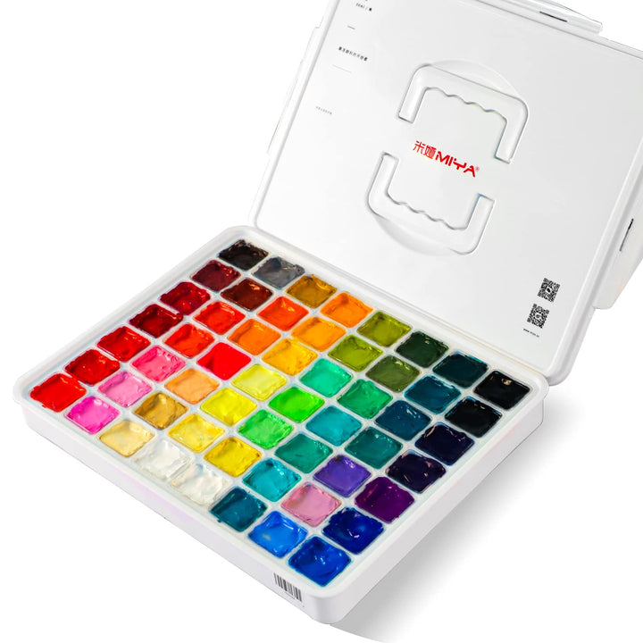 HIMI Gouache-Farben-Set, 56 Farben x 30 ml mit tragbarer Tragetasche, einzigartiges Jelly Cup-Design