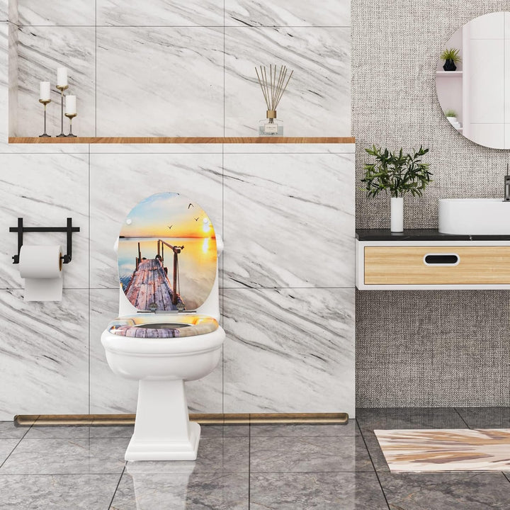 WOLTU Premium WC-Sitz Toilettensitz mit Absenkautomatik, MDF Holzkern, Softclose Scharnier, Antibakt