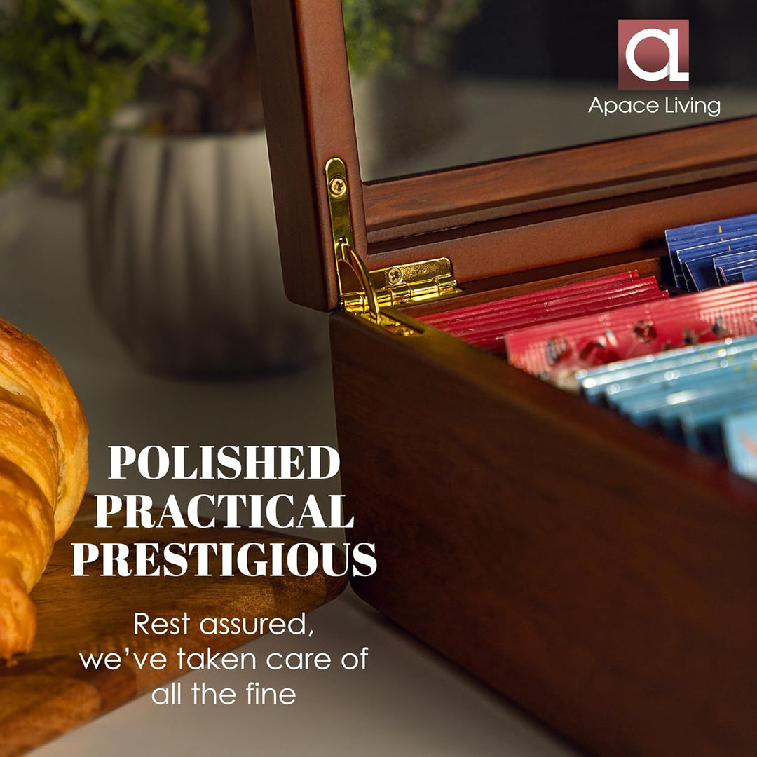 Tee Box von Apace Living - Luxeriöse Tee Aufbewahrung Box Holz – 8 Fächer für die Aufbewahrung von T