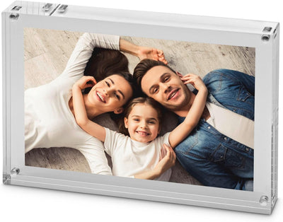 Maul Bilderrahmen MAULstyle aus Acryl 21,1 x 14,9 x 3 cm | Doppelseitiger Fotorahmen im Hoch- oder Q