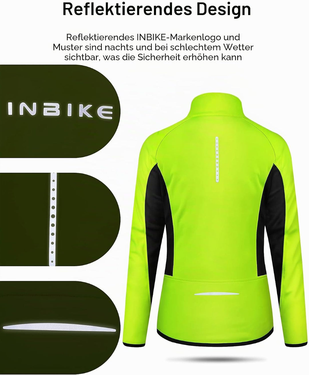INBIKE Fahrradjacke Damen Winter Thermo Reflektierend Wasserabweisend Winddicht Atmungsaktiv Radjack