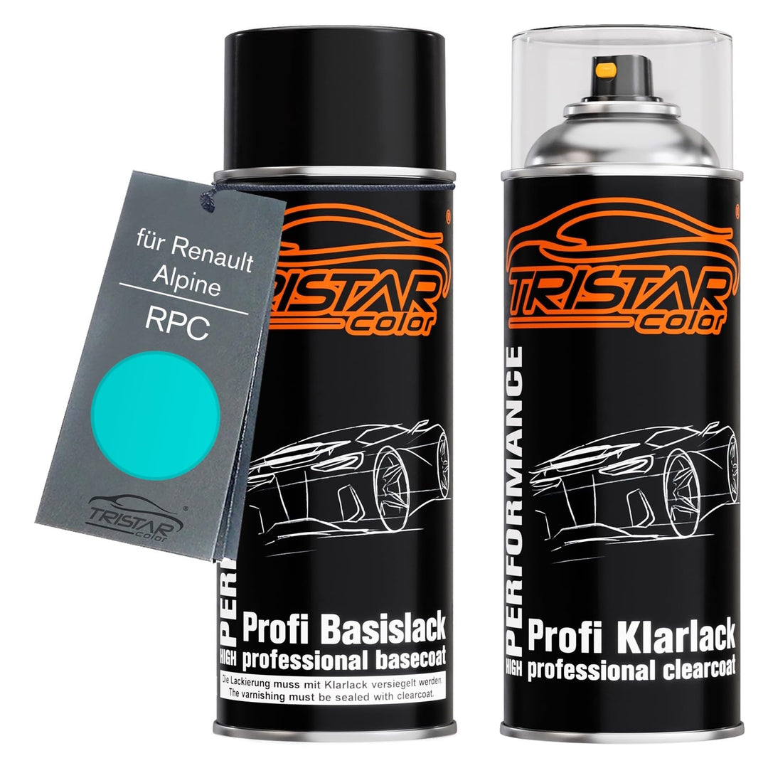 TRISTARcolor Autolack Spraydose für Renault/Alpine RPC Bleu Bermudes +1K | Bermudablauw, Set aus Bas