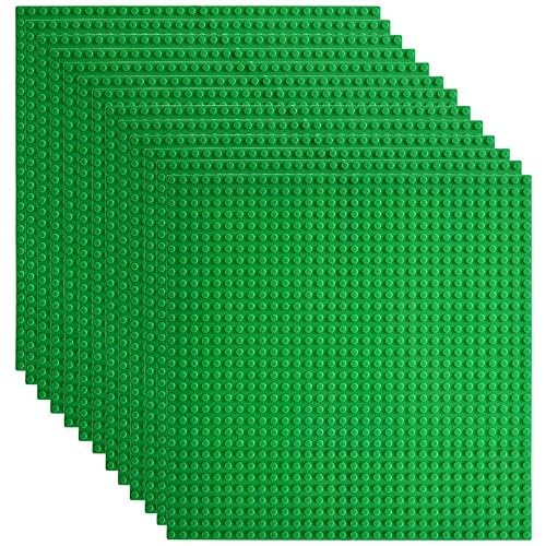 Lekebaby 12 Platten-Set Bauplatte Kompatibel mit Meisten Marken, 25 * 25cm, Grüne Grundplatte 12 Pac