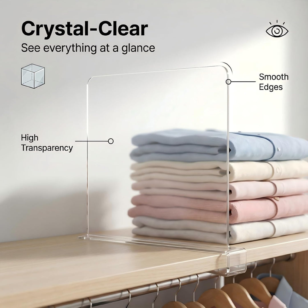 Cong.Lai 8 Stück Transparente Acryl Regaltrenner: Multifunktionaler Kleiderschrank Organizer - 30 x