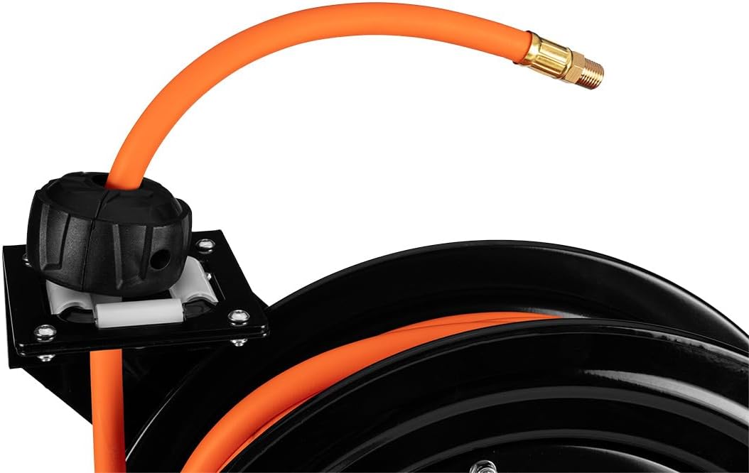 NEO TOOLS Automatik Schlauchtrommel Schlauchlänge 15m (20 Bar max. Arbeitsdruck) | Druckluftschlauch