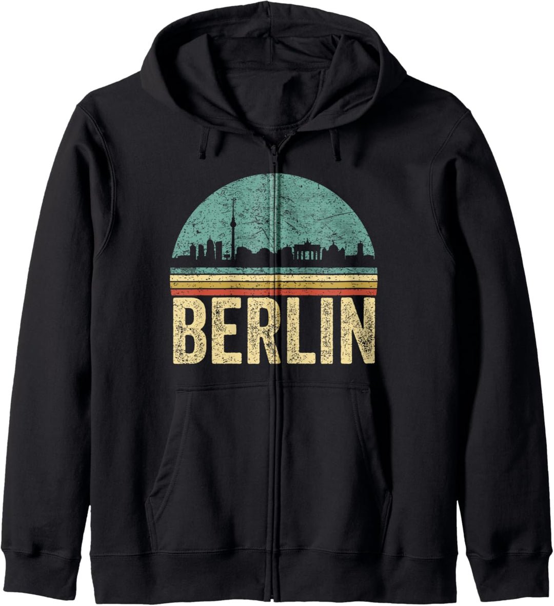 Berlin Silhouette Skyline Hauptstadt Berlin Retro Kapuzenjacke