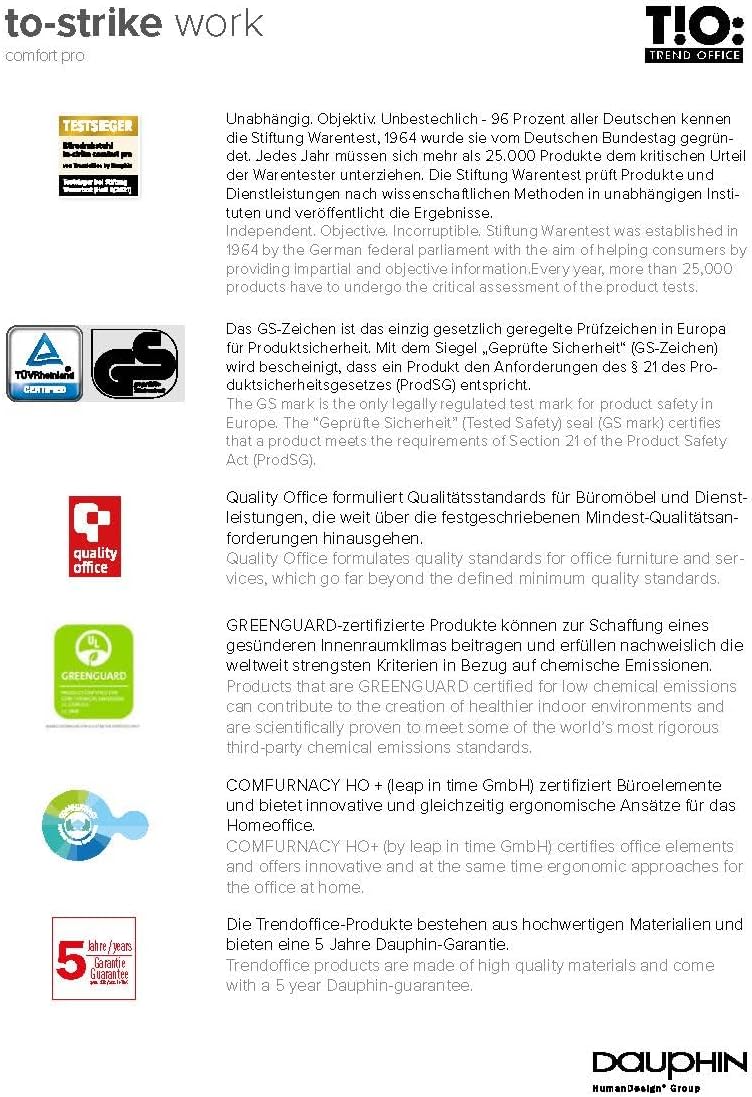 Trendoffice to-Strike Comfort pro sk 9248 | Stiftung Warentest Testsieger | ergonomischer Bürostuhl
