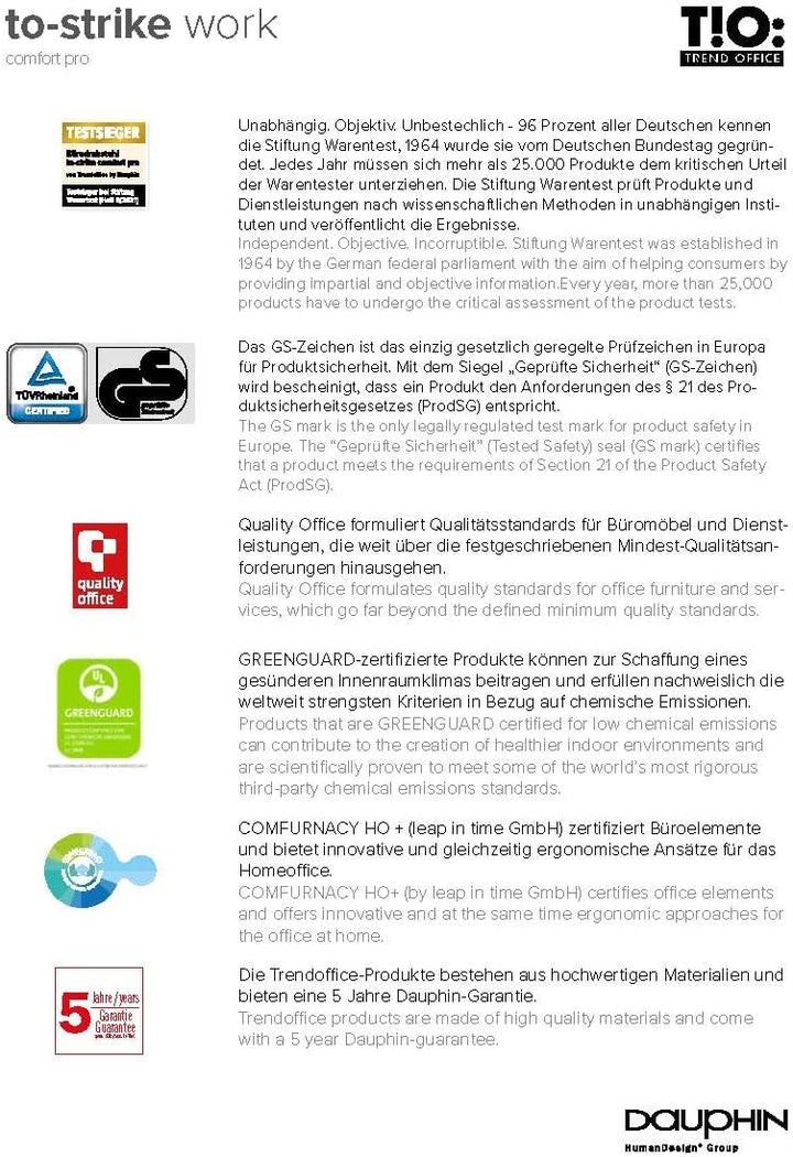 Trendoffice to-Strike Comfort pro sk 9248 | Stiftung Warentest Testsieger | ergonomischer Bürostuhl