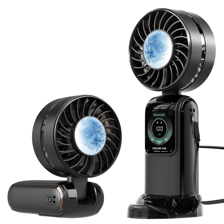 Handventilator Akku Aufladbar, Tragbarer Mini Ventilator USB, Schwarz | 100 Stufen Starkem Luftstrom