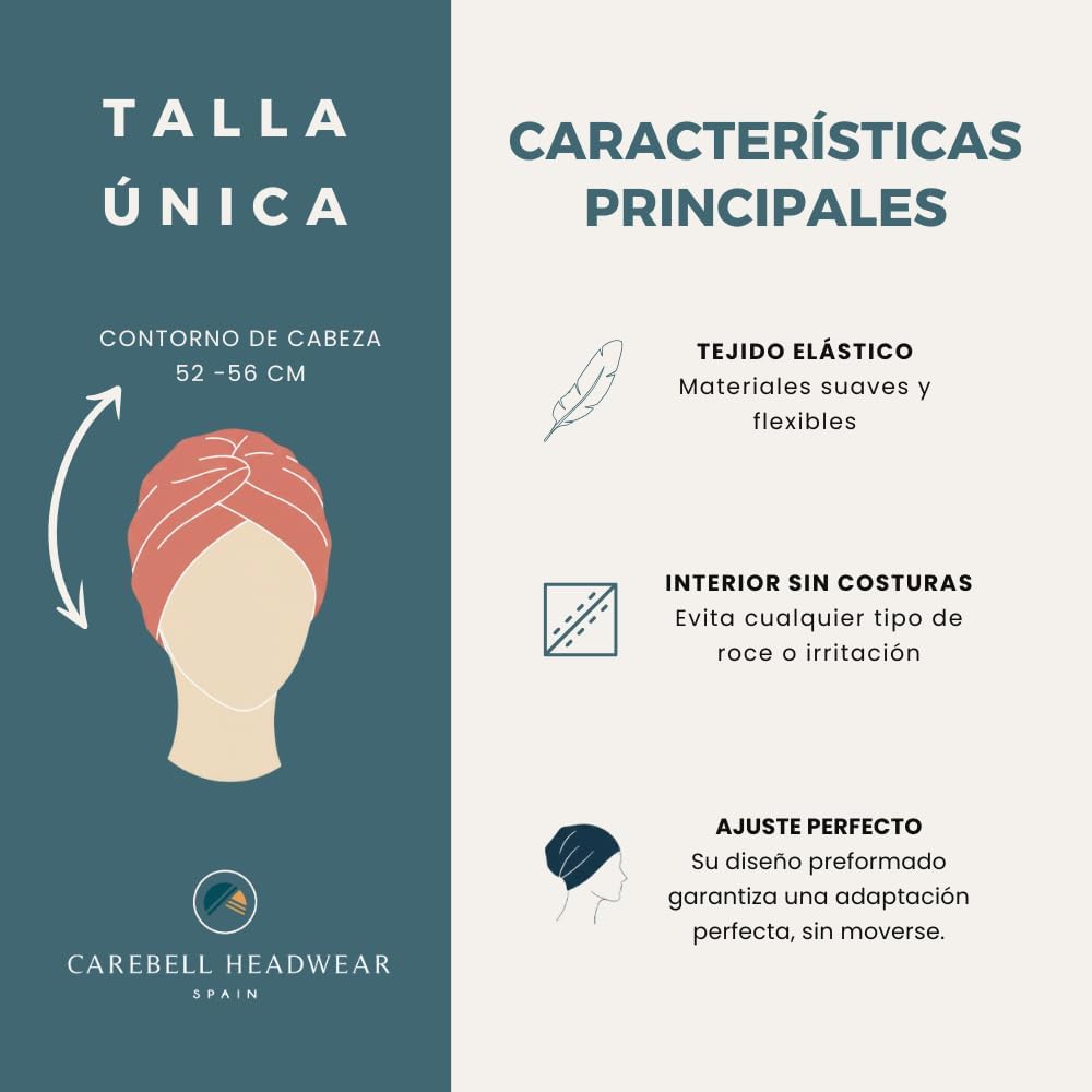 CAREBELL Elegance Aquamarina Gold - Onkollogische Mütze für Chemotherapie oder Alopezie