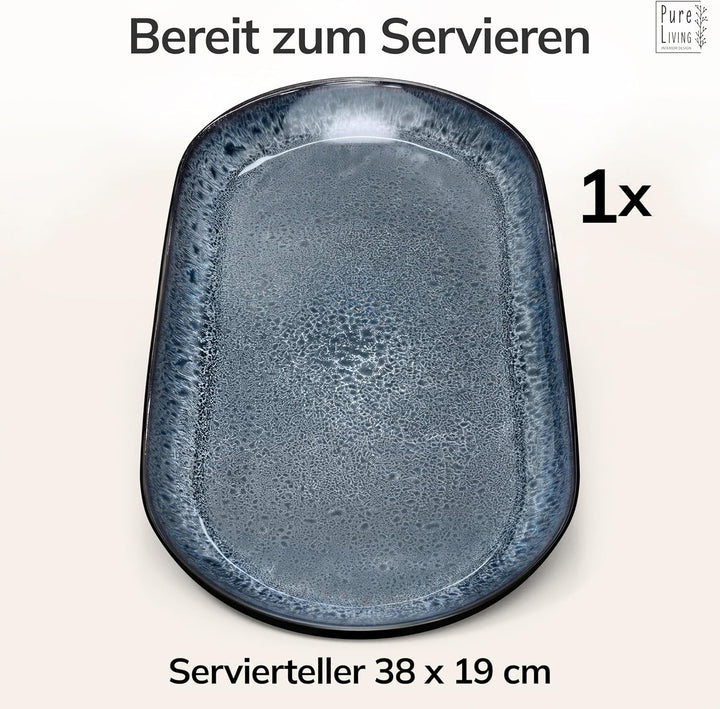 Steingut Servier Teller Gross Ibiza TESTSIEGER, Traumhafte Mediterrane Steingut Servierplatte, Servi