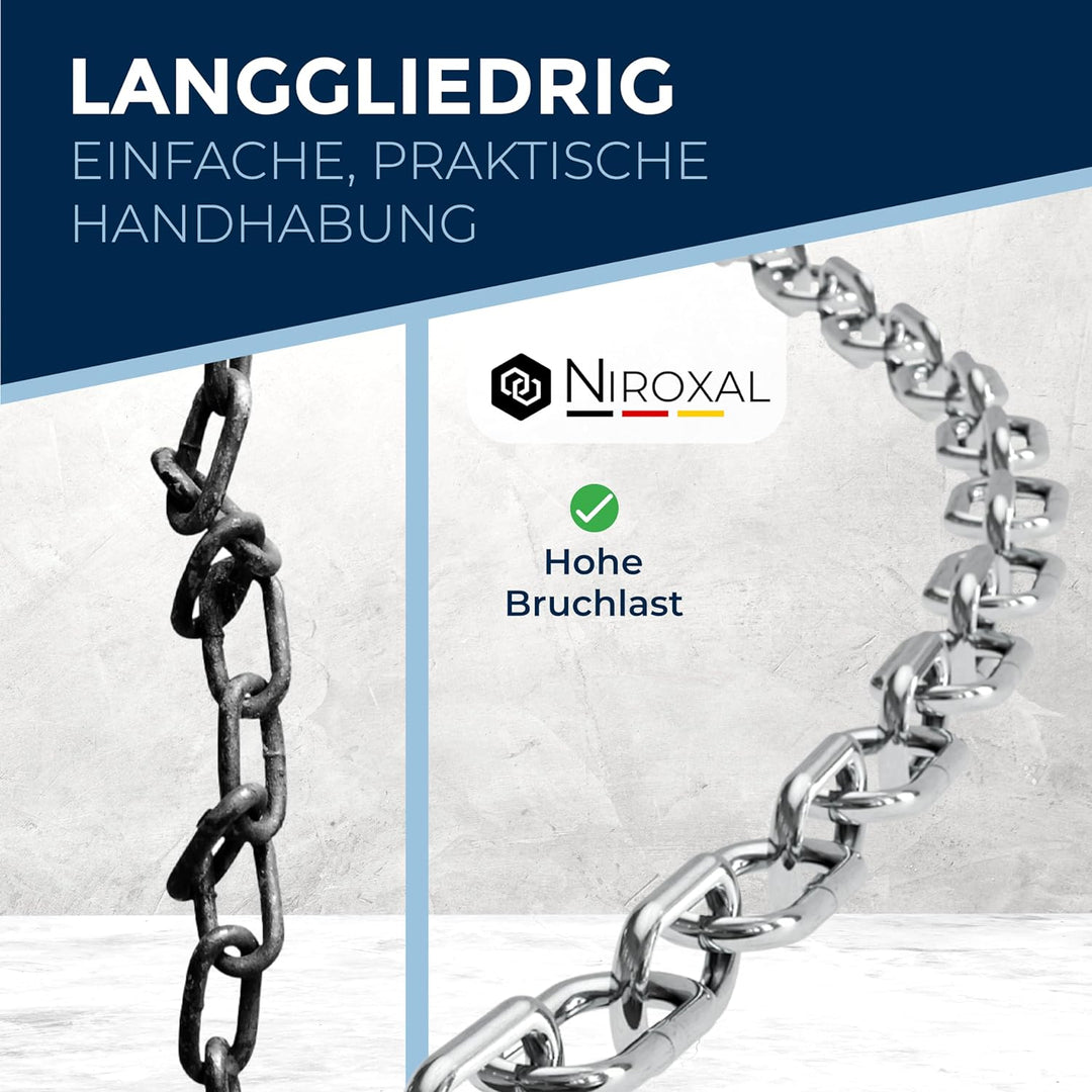 Edelstahlkette Meterware V4A Edelstahl Kette Metall langgliedrig am Stück A4 Ankerkette DIN5685 Glie