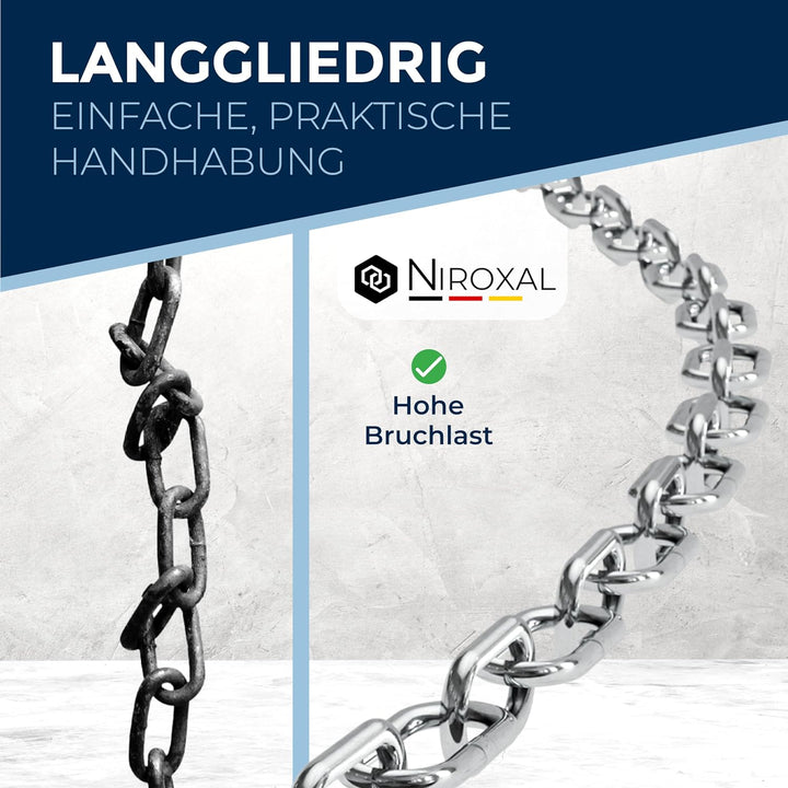 Edelstahlkette Meterware V4A Edelstahl Kette Metall langgliedrig am Stück A4 Ankerkette DIN5685 Glie