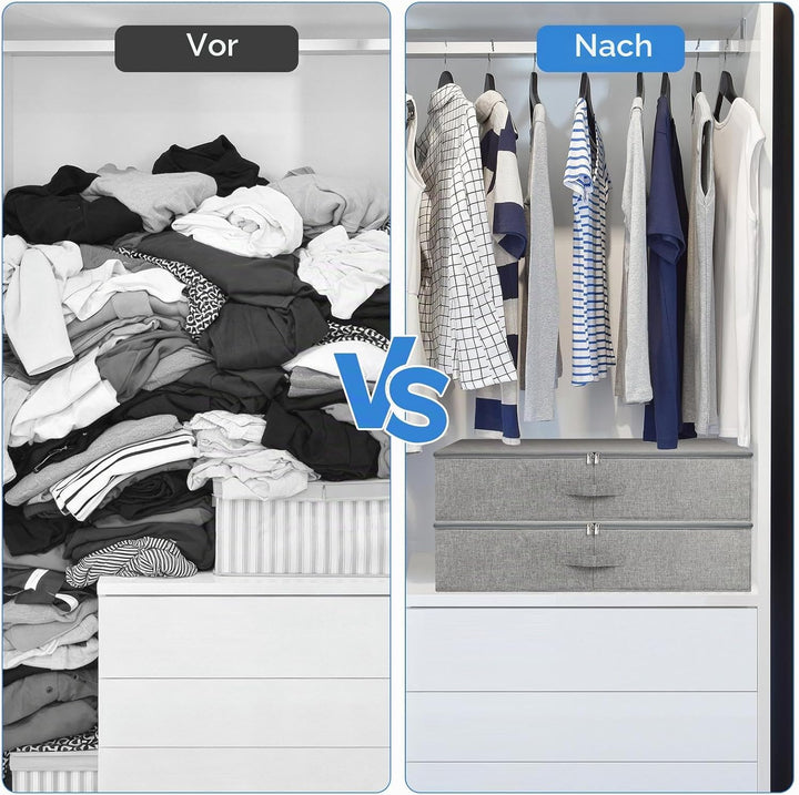 Cozary 2 Stück Unterbett Aufbewahrungsbox Stabil, Faltbare Aufbewahrungsboxen mit Deckel, 3 Griffen