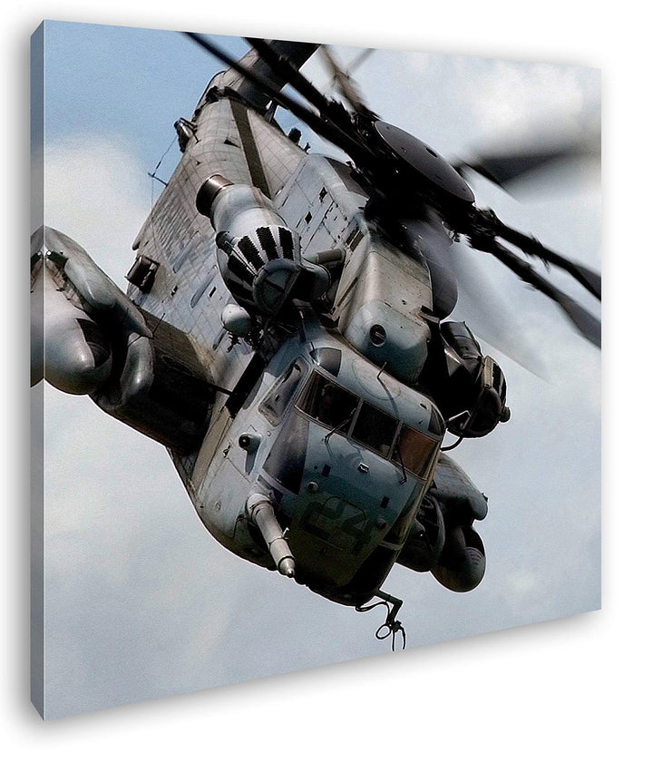 deyoli Army Helikopter Format: 70x70 als Leinwand, Motiv fertig gerahmt auf Echtholzrahmen, Hochwert