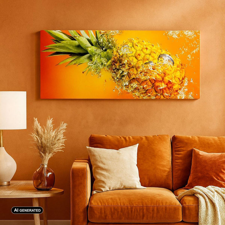 Wandbilder Dekoration Wohnzimmer Karibik ananas frucht gesund Panorama Bilder auf Leinwand 120x50cm