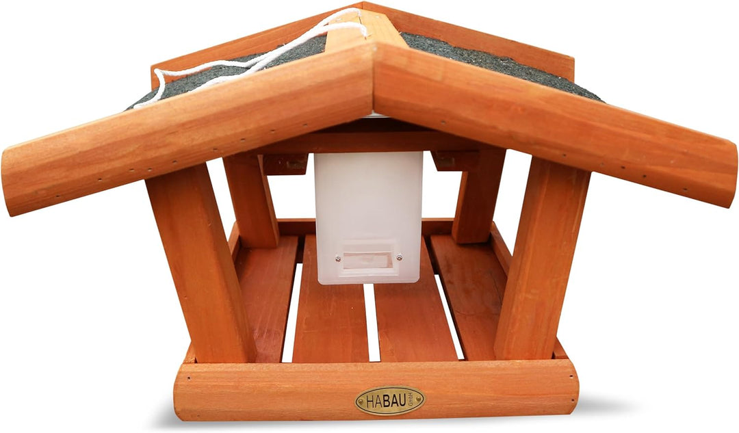 HABAU Vogelhaus Singdrossel aus Holz - Futterhaus zum Aufhängen mit Futtersilo