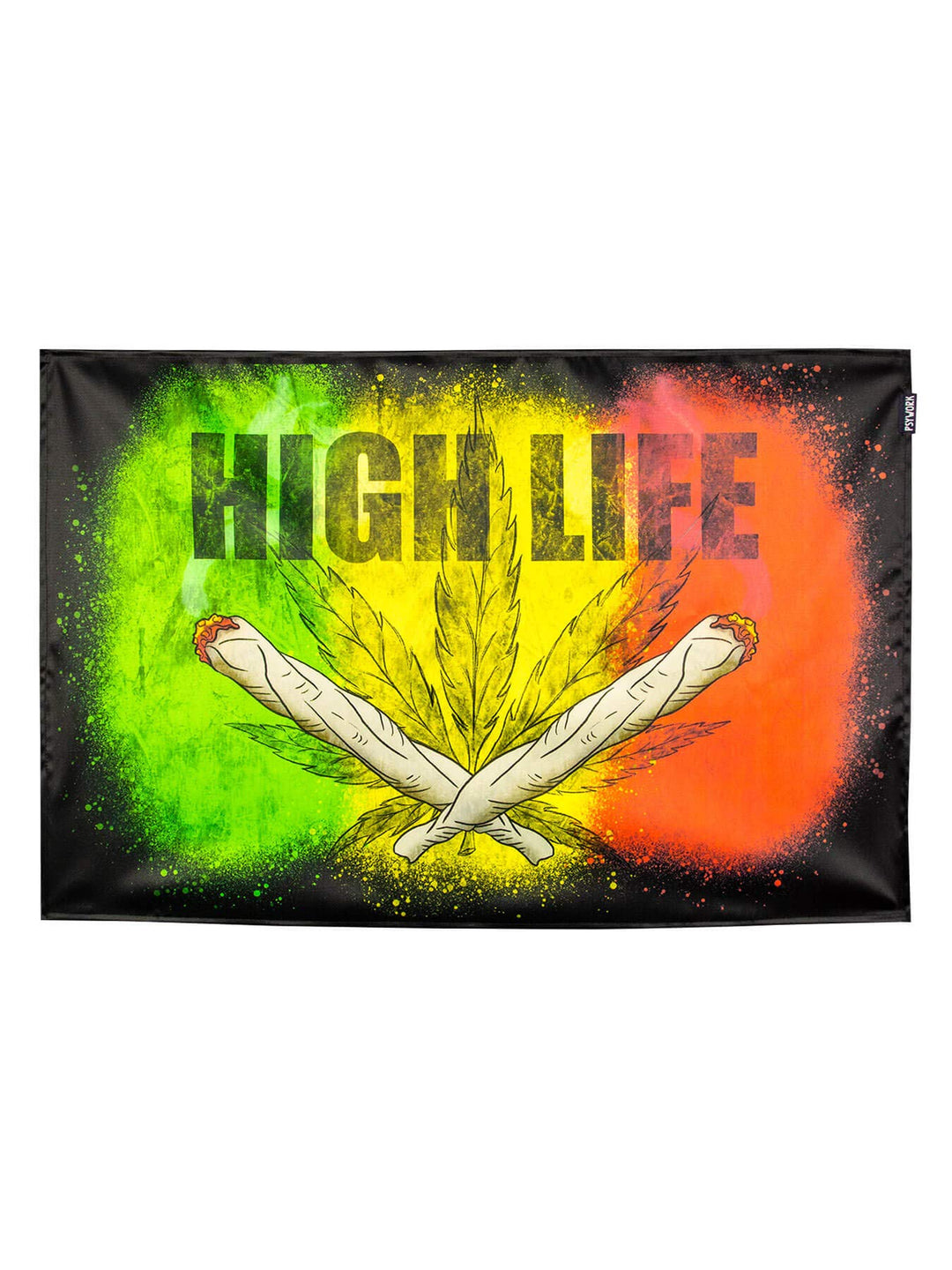 PSYWORK Schwarzlicht Stoffposter Neon | Joint Ganja High Life | 0,6 x 0,9m | UV-aktiv | fluoresziere