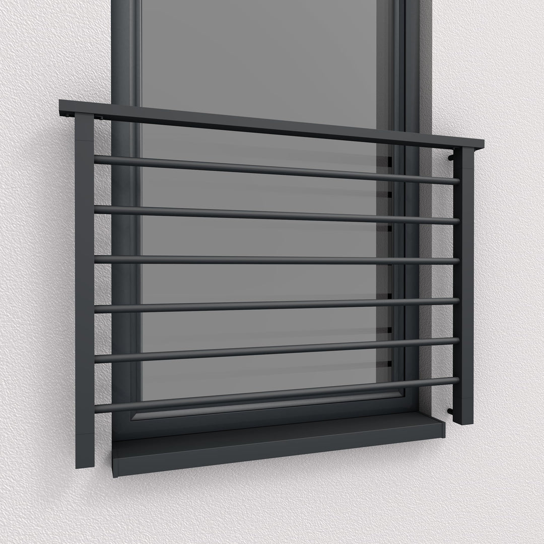 Alu Light Französischer Balkon Aluminium Stabgeländer Balkongitter Fenstergitter Anthrazit RAL 7016