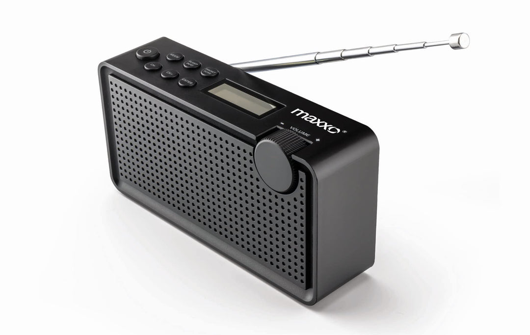 Maxxo PB01 Mini Radio DAB DAB+ und UKW-Radio USB 3,5-mm-Klinke grundig Tragbar Kofferradio eingebaut