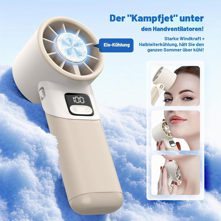 GKT Tragbarer Handventilator, Einstellbare Geschwindigkeit (1-100), Kühlventilator, 5000mAh Handvent
