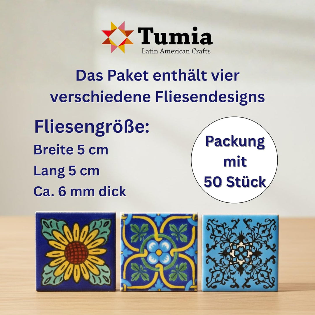 Eine Packung von 50 mexikanischen handgemachten Talavera, 5 cm Fliesen