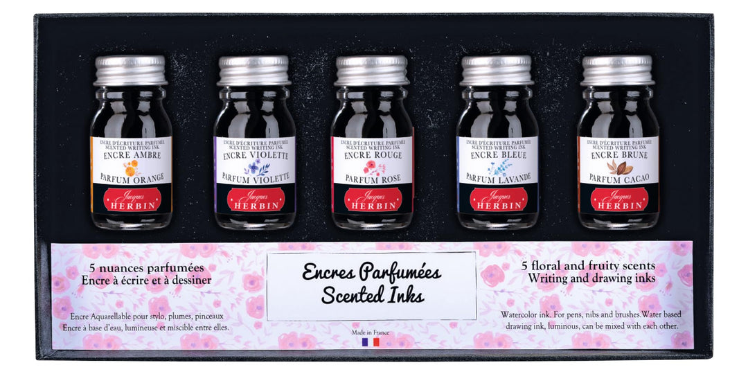 J.Herbin 18700T Tintenset mit 5 parfümierten Tintenflakons (10ml, ideal für Zeichnen und Kalligraphi