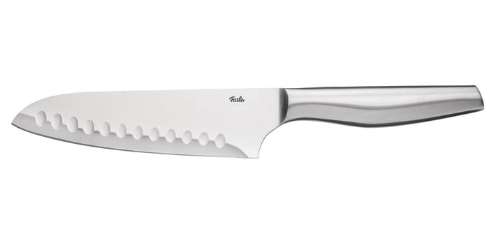 Fissler Essential/Edelstahl-Santokumesser (16,5 cm) grosse Klinge, mit Kullen, rostfrei, Spülmaschin