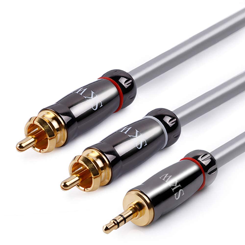 SKW Entry level 3.5mm Klinke auf 2 Cinch Y Splitter Stereo Audio Kabel (2M, Grau) 2M Entry level, 2M