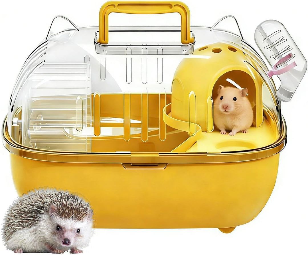 Reise-Hamsterkäfig, tragbare Hamster-Tragetasche, kleine Haustier-Reisetasche mit transparenter Ober