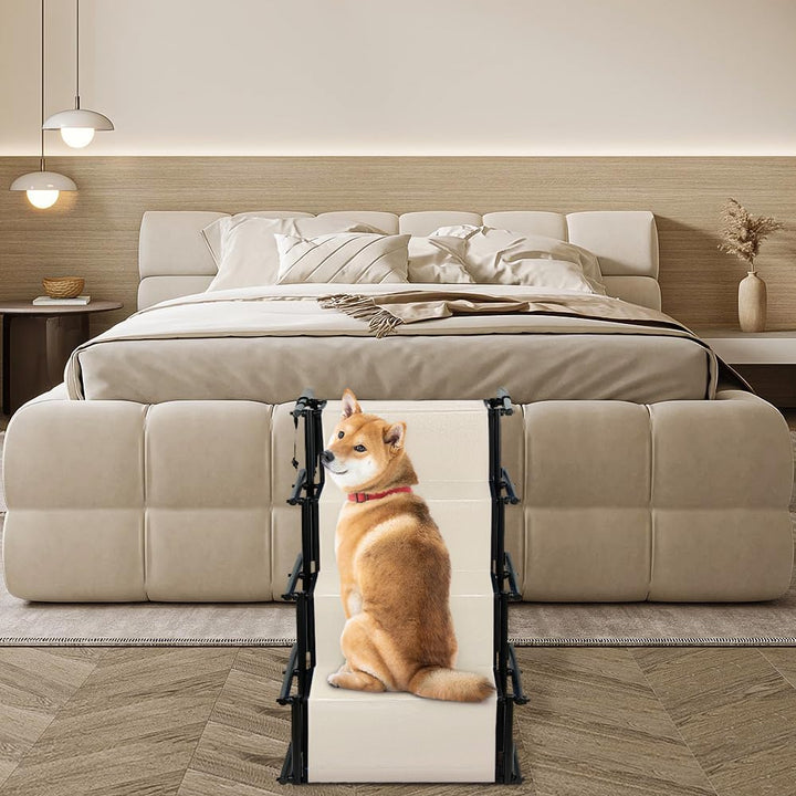 Supfine Hunderampen für Grosse Hunde, Bis 50 kg Belastbar Hundetreppe, Hunde Auto Rampen Faltbar, 4