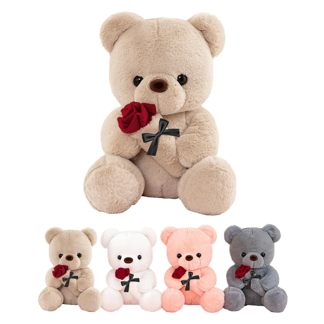 Teddybär mit Rose, Geburtstagsgeschenk für Frauen 35cm Kuscheltier | Süsse Kuscheltier Teddy Rosen T