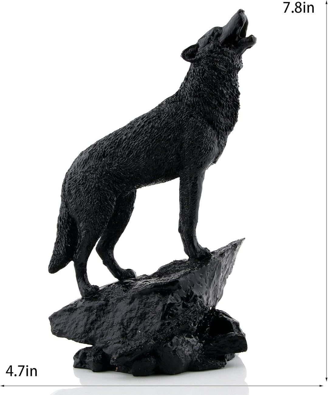Schwarzer Wolf-Skulptur Wildtier-Heulender Wolf, Statue und Figur Black001, Black001