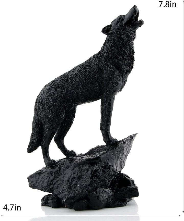 Schwarzer Wolf-Skulptur Wildtier-Heulender Wolf, Statue und Figur Black001, Black001